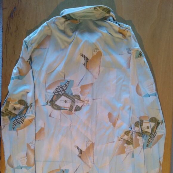 Vintage Cortini Knit Abstract Geometric Polyester Disco Shirt - Picture 5 of 7